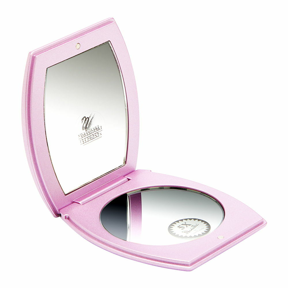 Danielle Pink Compact Square Makeup Mirror with Swarovski Elements
