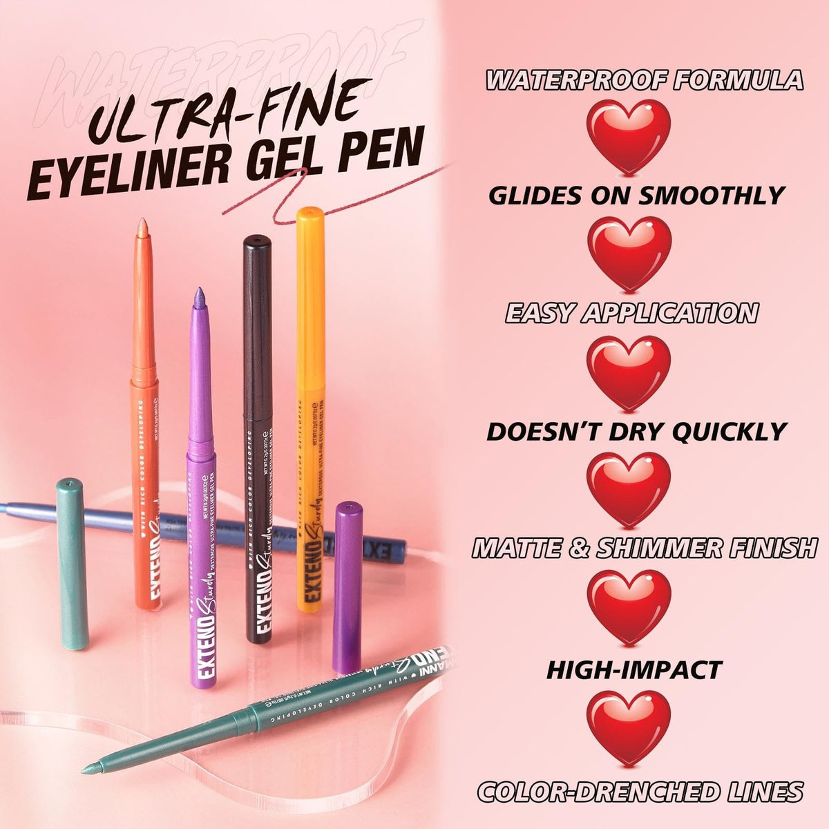 Waterproof Blue Eyeliner Pencil - Smudge-Proof, Retractable, Vegan & Cruelty-Free Makeup