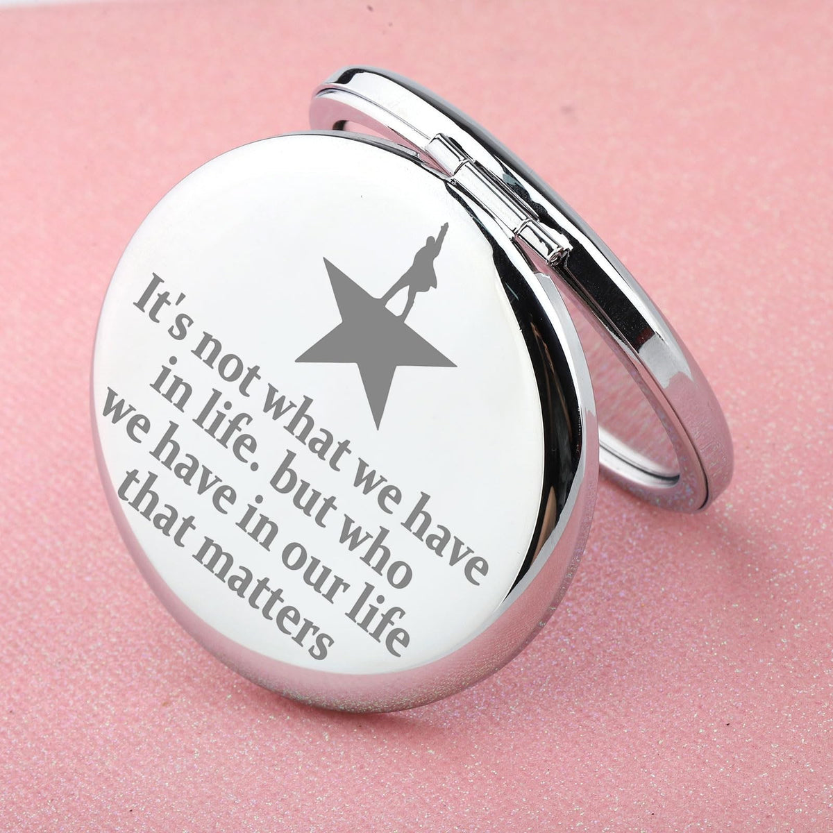 Musical Star Makeup Mirror with Magnification - Stainless Steel Compact Face Reflection