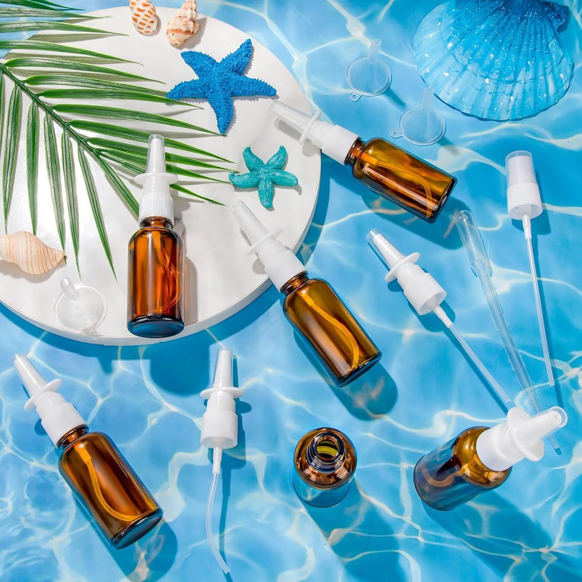 Reusable Glass Nasal Spray Bottles Set - 30ml Fine Mist Spray, Travel Size