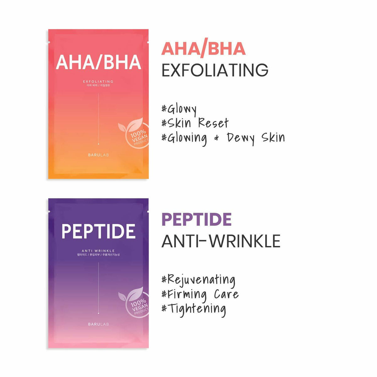 Barulab Vegan Sheet Masks Korean Facial Soothing Mask 10 Pack