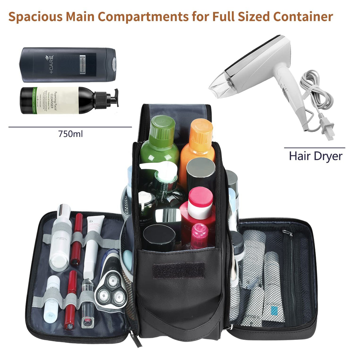 Extra Large Travel Toiletry Bag for Men – Water-Resistant PU Dopp Kit