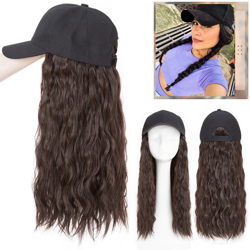 Adjustable Baseball Cap Wig with Hair Piece - Short Long Synthetic Hair