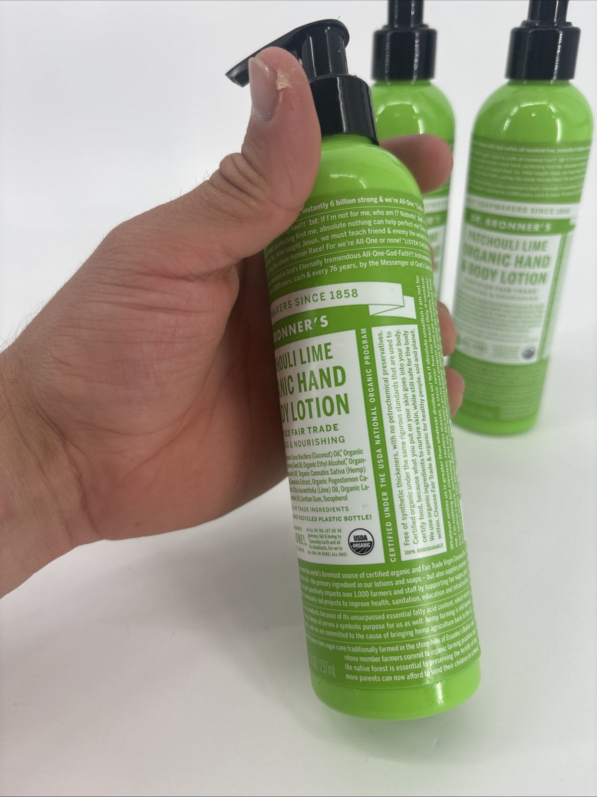 Dr. Bronner's Organic Hand & Body Lotion Patchouli Lime 8oz - 3 Pack