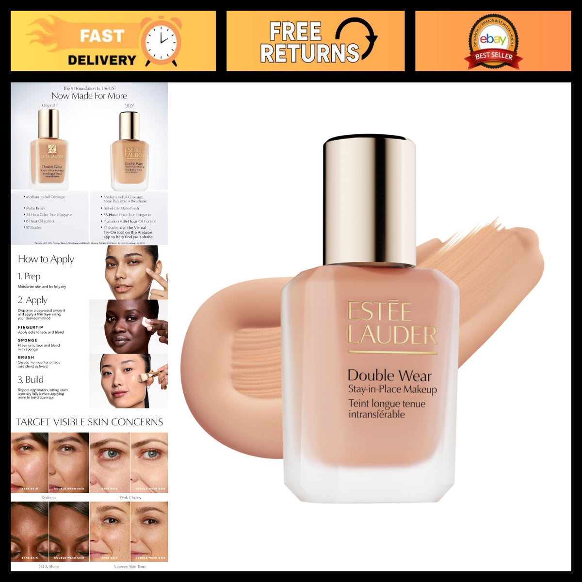 Long-Wear Oil-Free Liquid Matte Foundation - 36-Hour Hydrating & Breathable Make