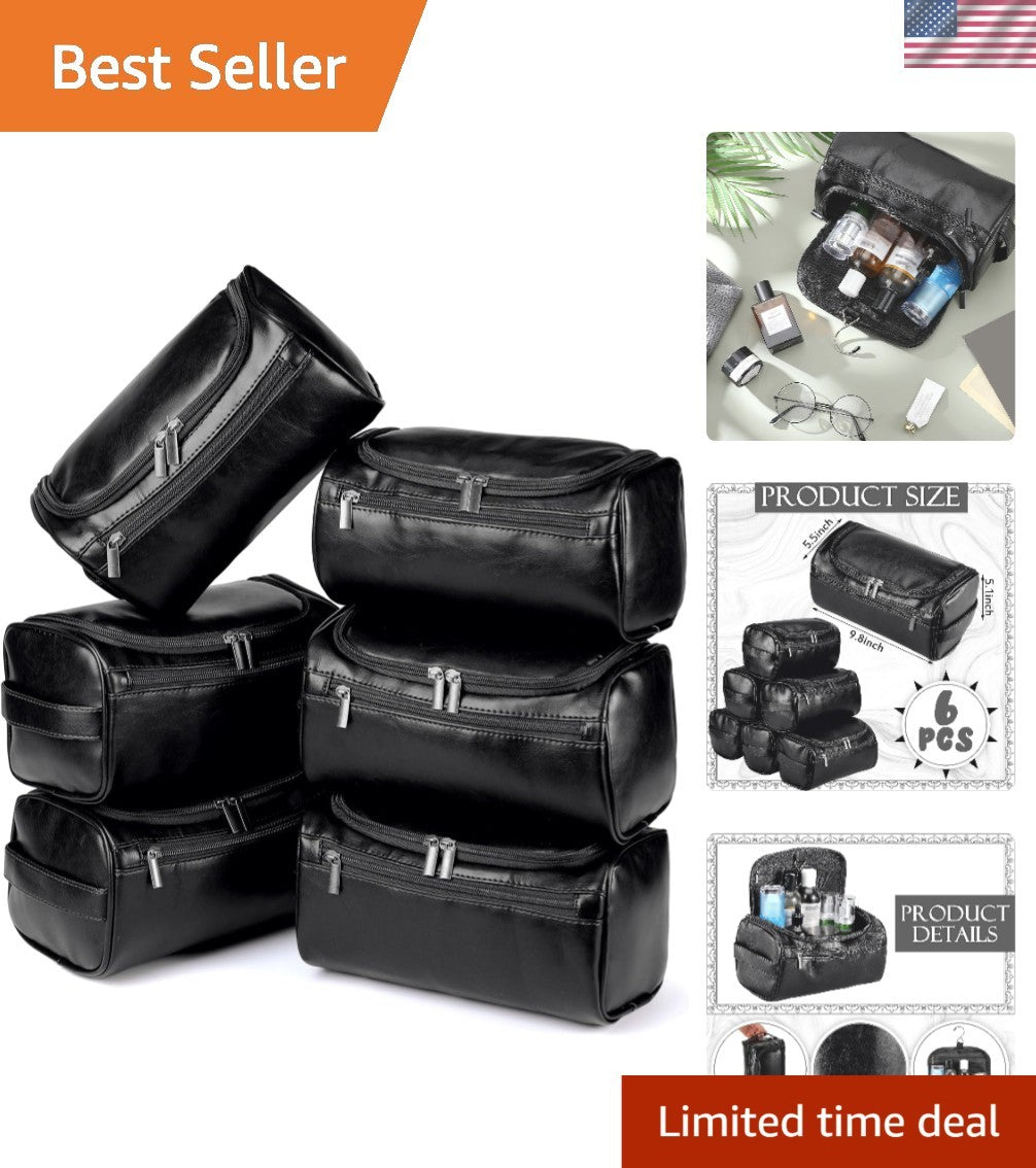 Luxury Leather Travel Toiletry Bag Set - Unisex 6-Piece Organizer Gifts