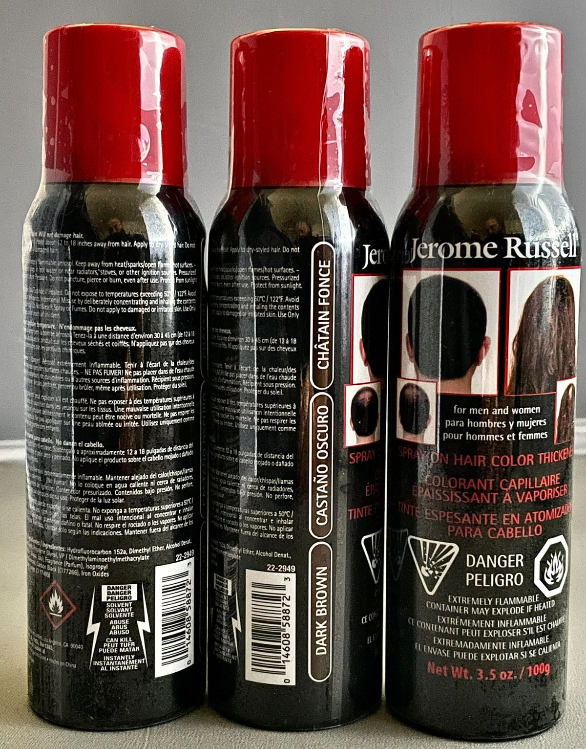 Dark Brown Hair Thickener Spray 3.5 oz - 3 Pack