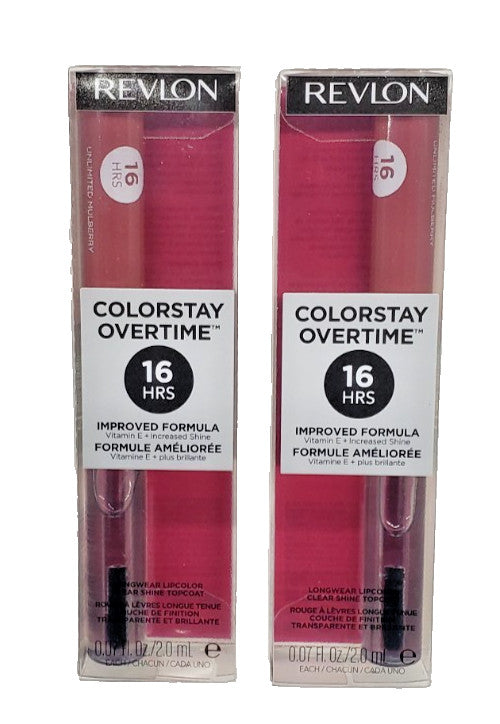 2 Pack Revlon ColorStay Overtime Lip Color 220 Unlimited Mulberry Long-Lasting