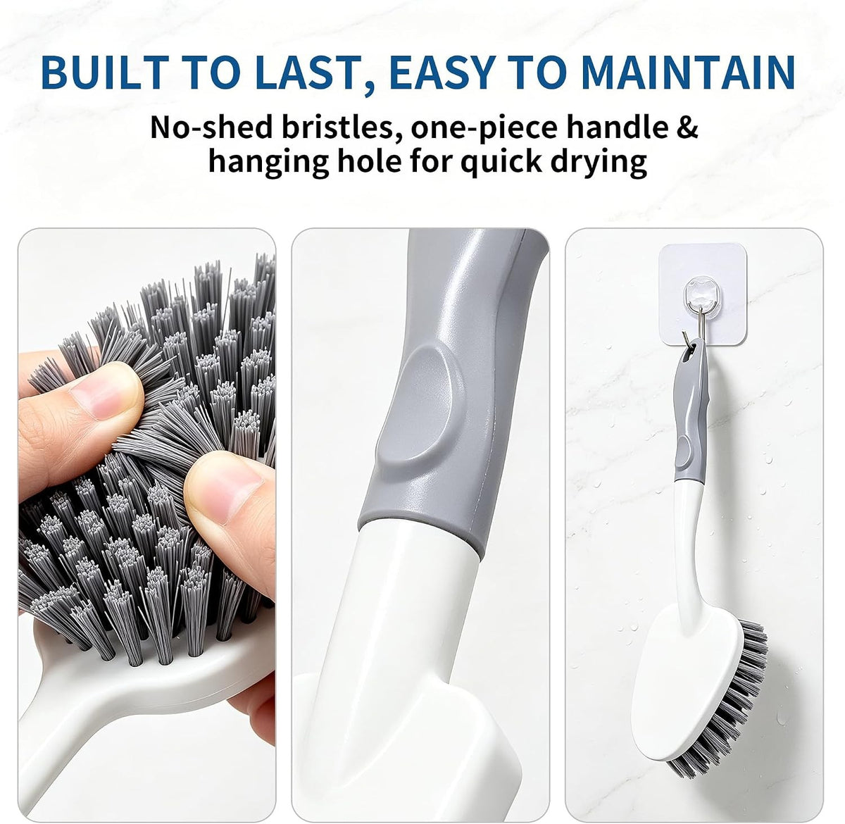 Heavy Duty Shower Scrub Brush Set 3 Pcs Bathroom Cleaning Tools