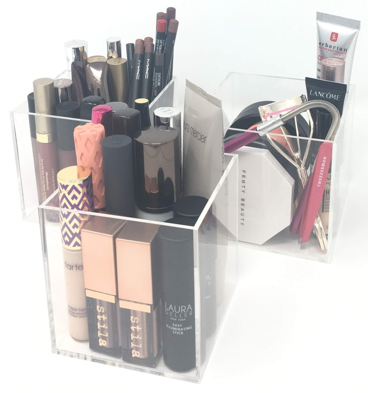 Clear Makeup Organizer Cubes Set of 3 for Beauty Storage and Display