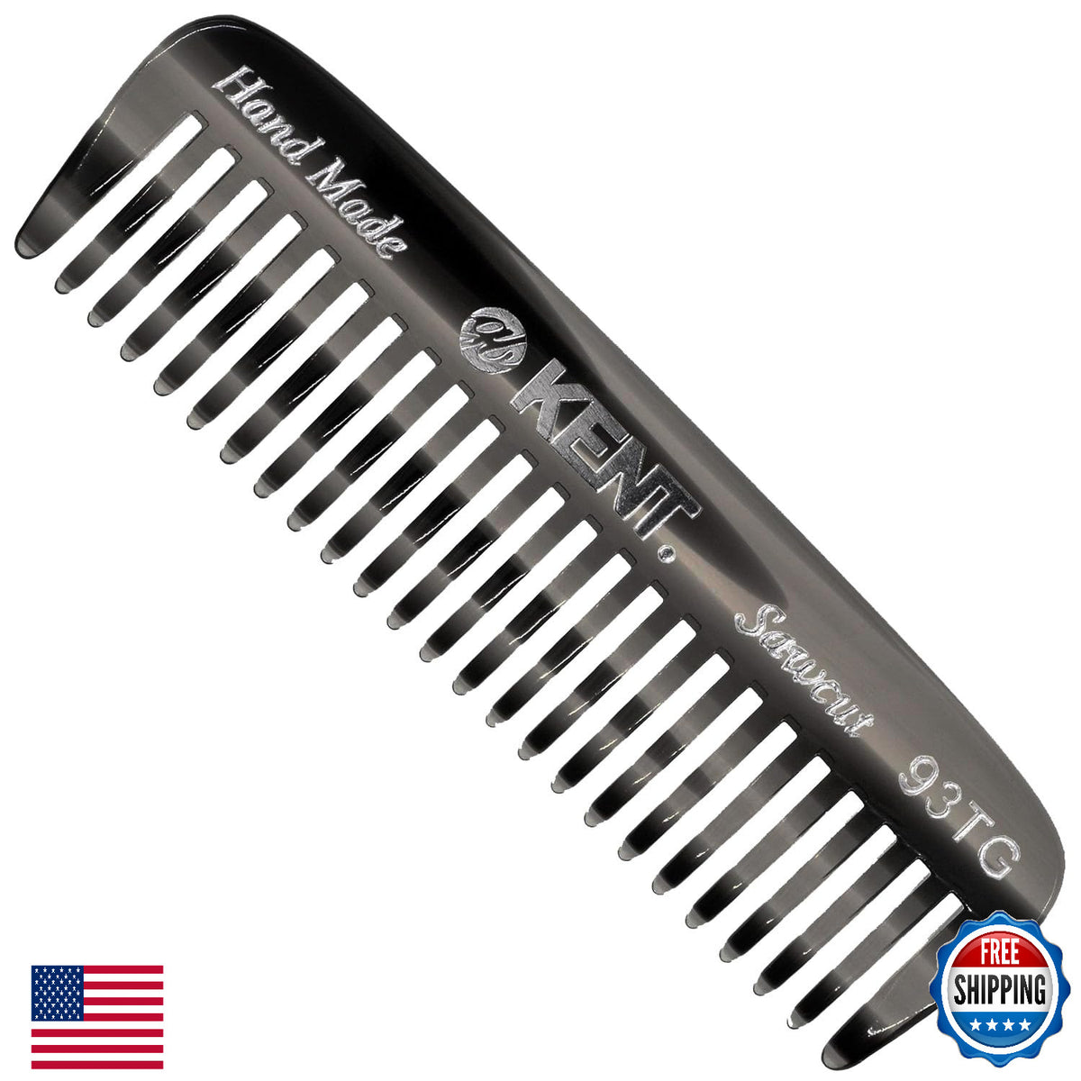 Kent 93T Black Graphite Wide Tooth Men's Beard & Mustache Comb -