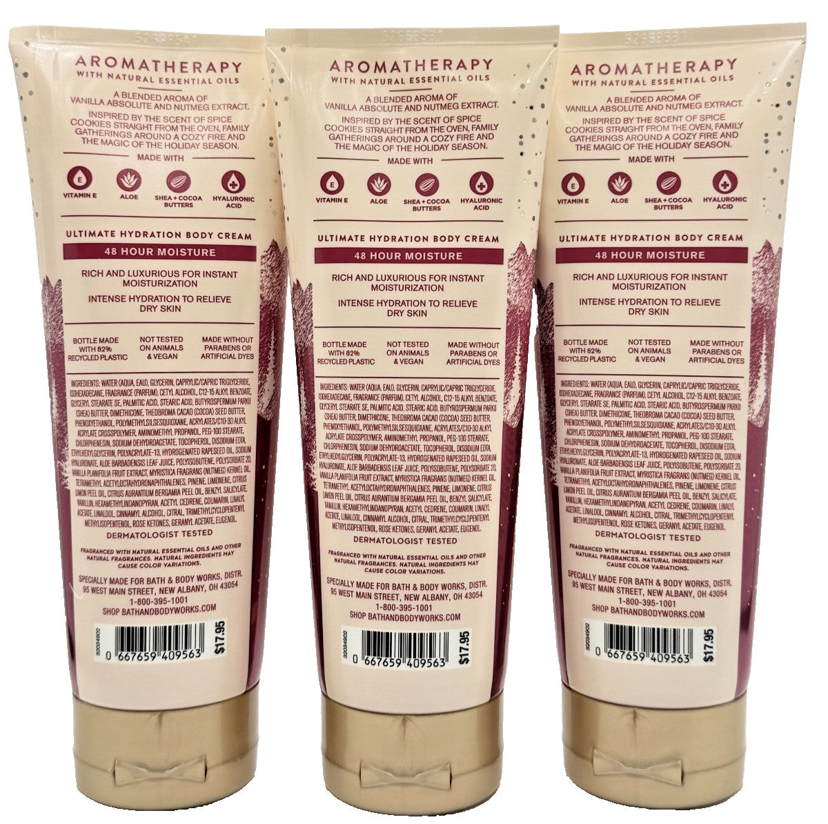 Vanilla Nutmeg Body Cream, 8 oz - Set of 3 Tubes