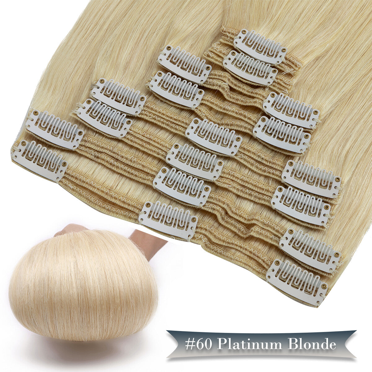 Double Weft Clip-In Human Hair Extensions Full Head - Thick & Tangle-Free