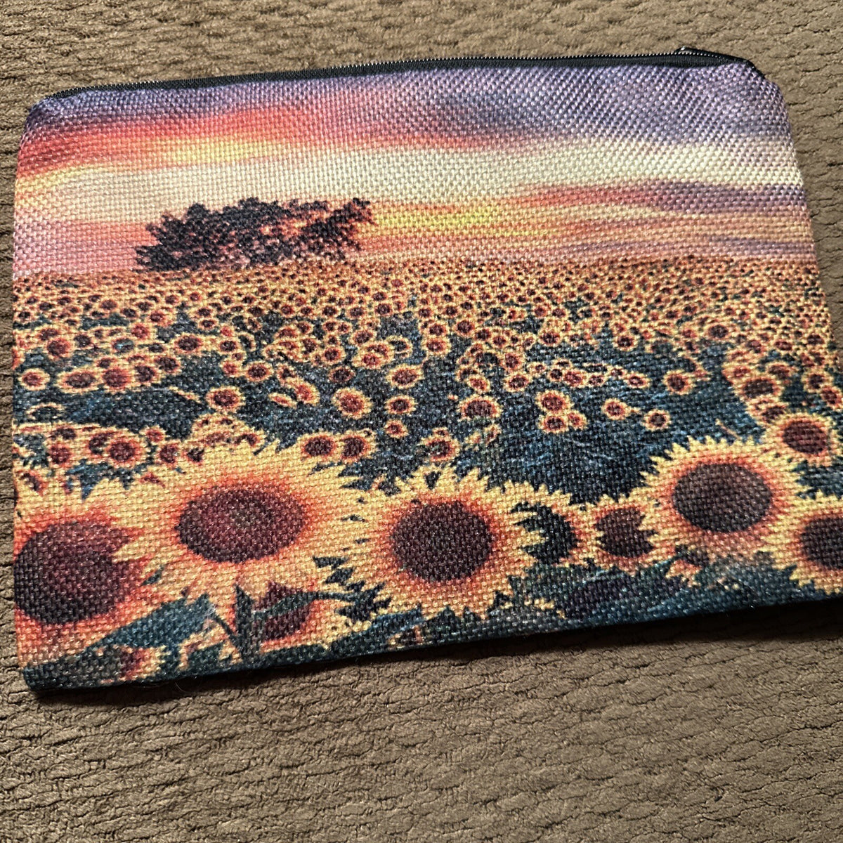 Colorful Sunflowers Fabric Makeup Bag Water Resistant Gift-Ready