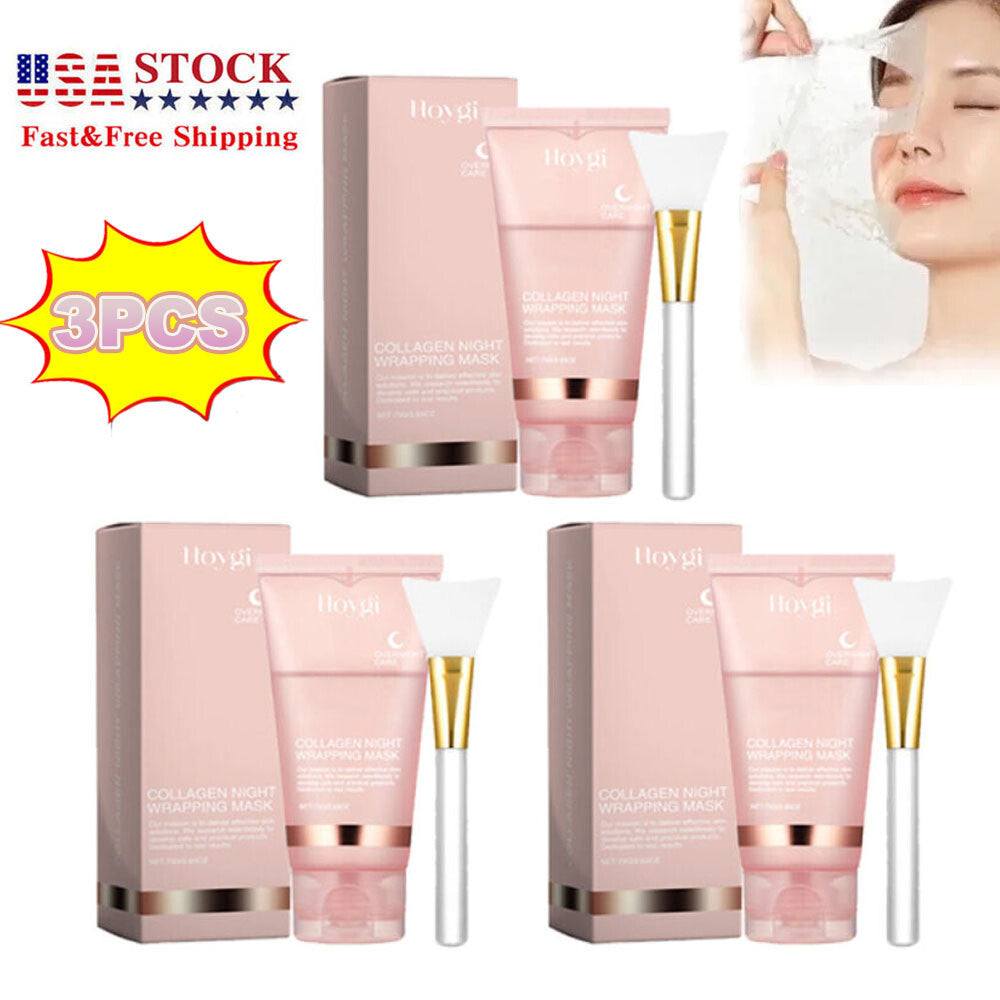 Collagen Night Sleeping Mask 75ml - Hydrating Wrap with Brush