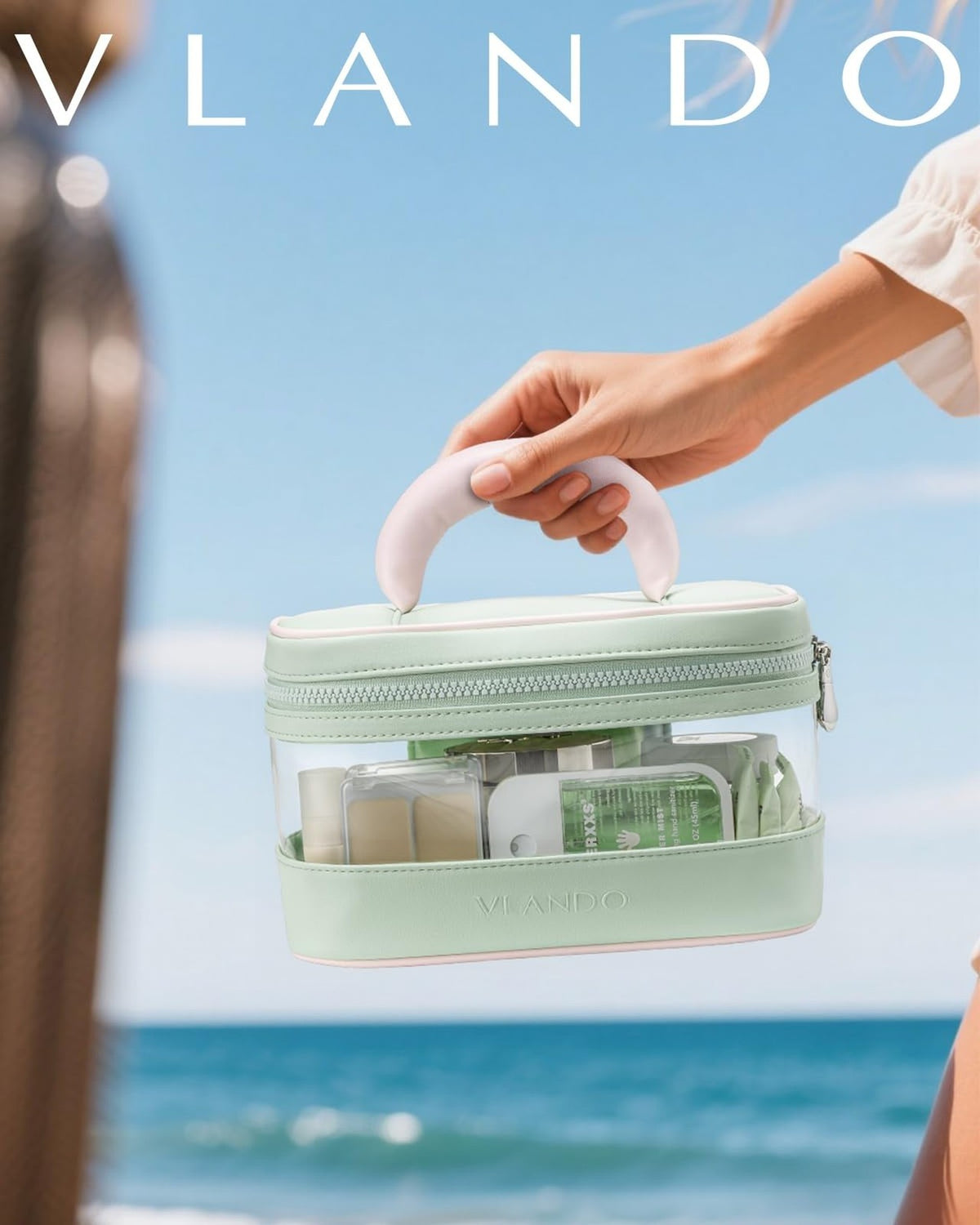 Large Waterproof Travel Makeup Bag for Women and Girls - Mint Green