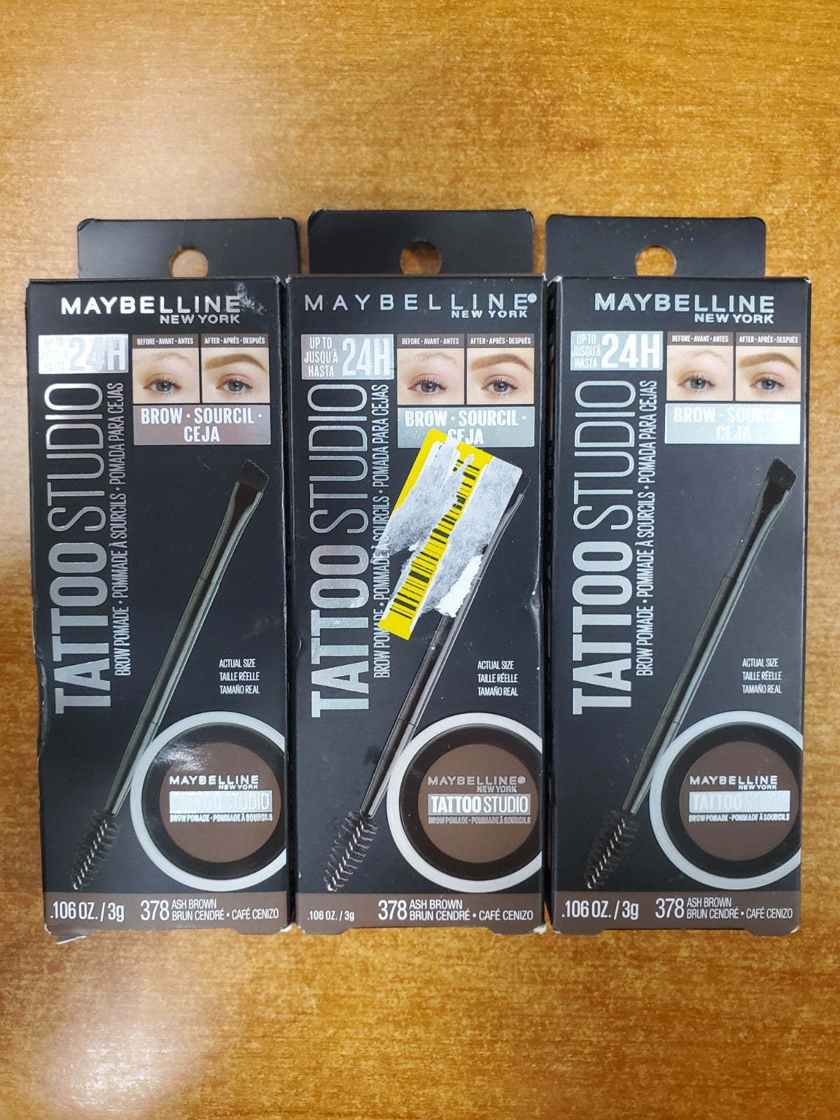 3 Pack Waterproof Brow Pomade - Ash Brown, Long-Lasting & Smudge-Proof
