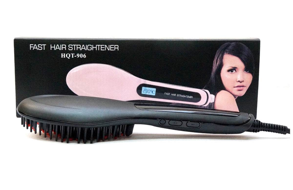 Hair Straightening Brush with Temperature Control – Electronic Flat Iron Comb