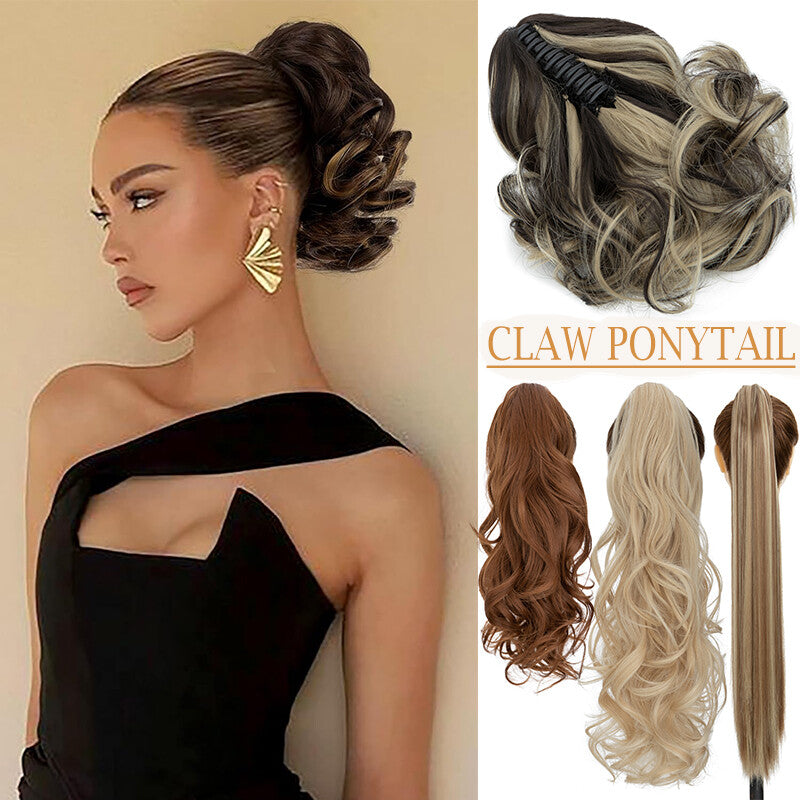 Real Wavy Claw Clip-In Ponytail Hair Extension Extra Thick Synthetic Hair