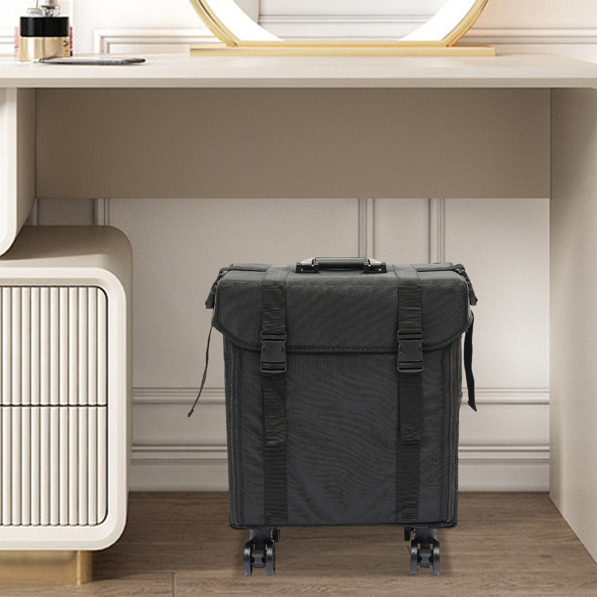 Professional Rolling Makeup Train Case with Drawers Travel Trolley