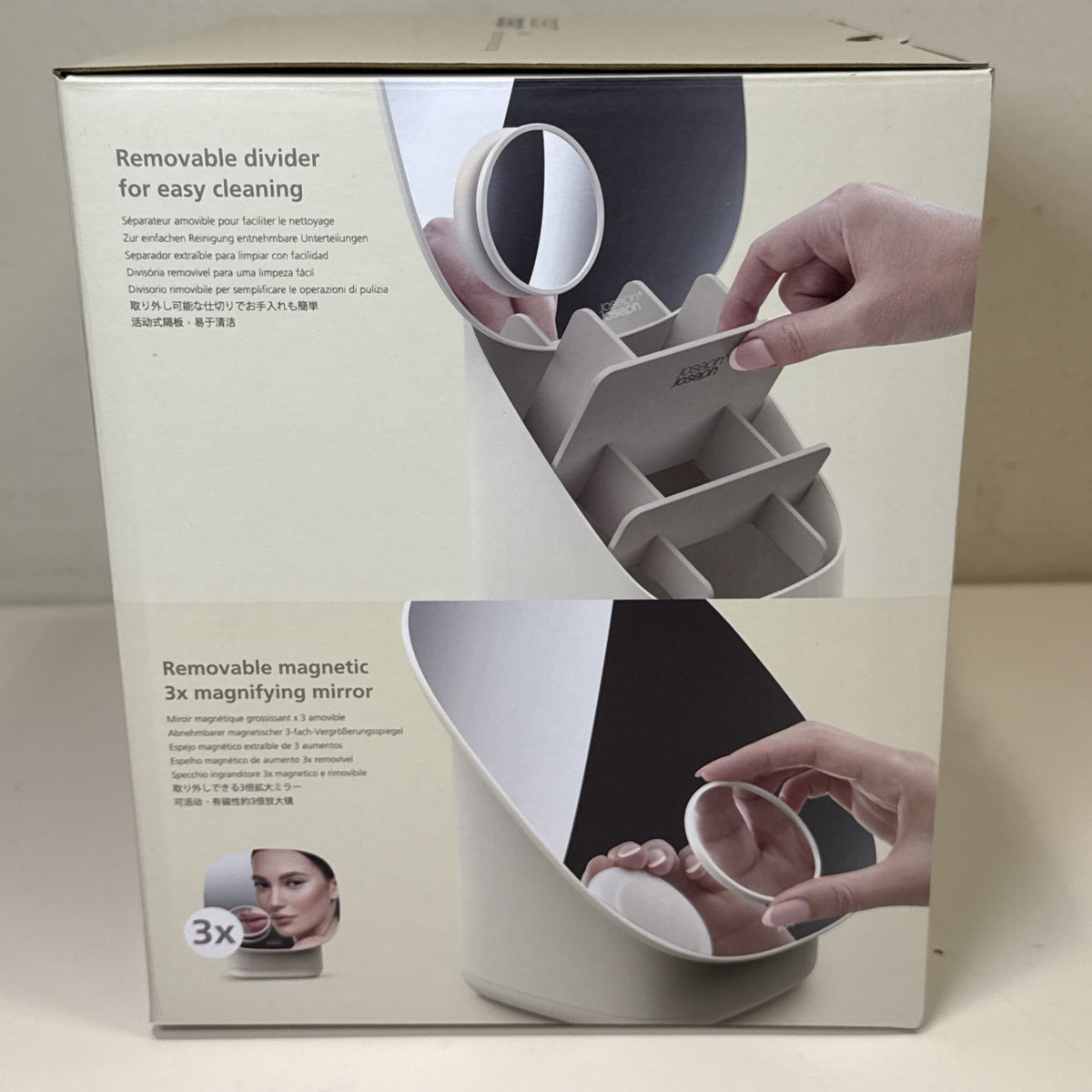 Joseph Joseph Viva Pedestal Mirror and Makeup Organizer with Removable Divider