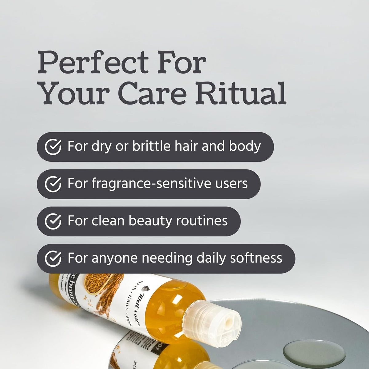 Pure Rice Bran Oil for Skin and Hair Care - 4 oz Carrier Oil