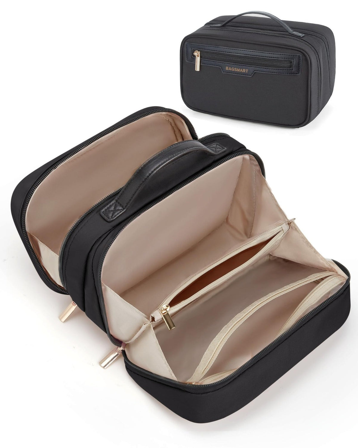 Travel Makeup Bag with Multiple Compartments and Waterproof Design - Compact Cosmetic Organizer