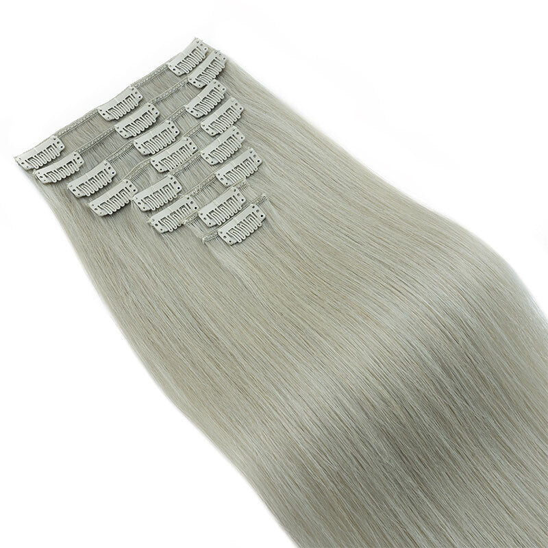 Clip-In Human Hair Extensions Full Head - Virgin Remy, Multiple Colors & Lengths