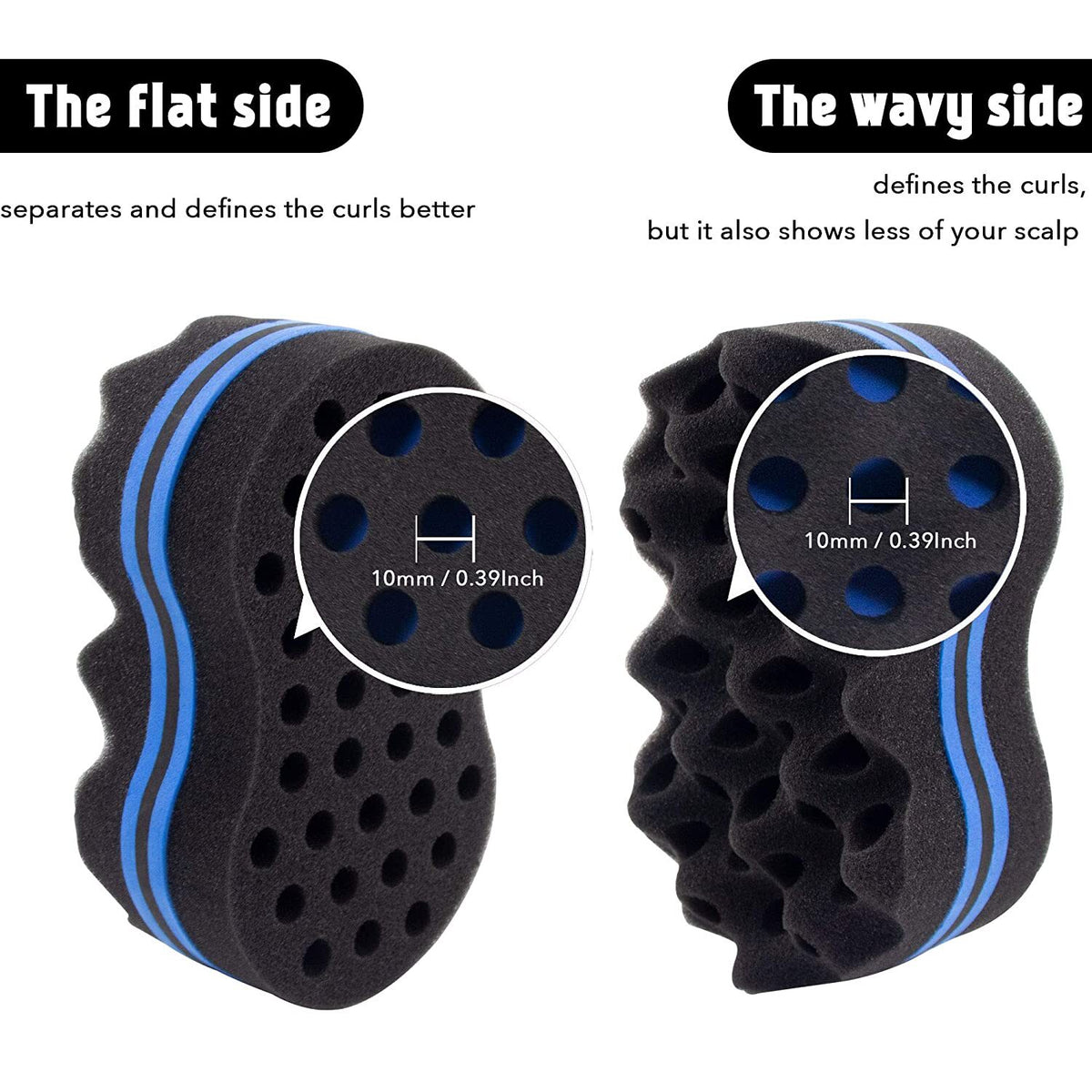 2×Barber Magic Hair Brush Sponge Double Side Locking Afro Curl Twist