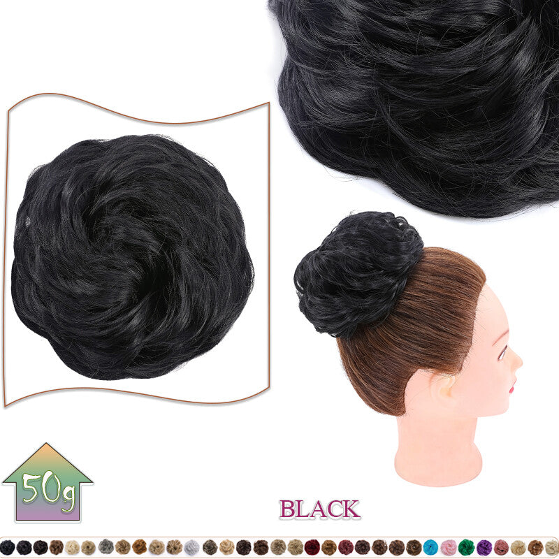Curly Messy Bun Hair Extension Scrunchie Natural Updo Thick Human Hair