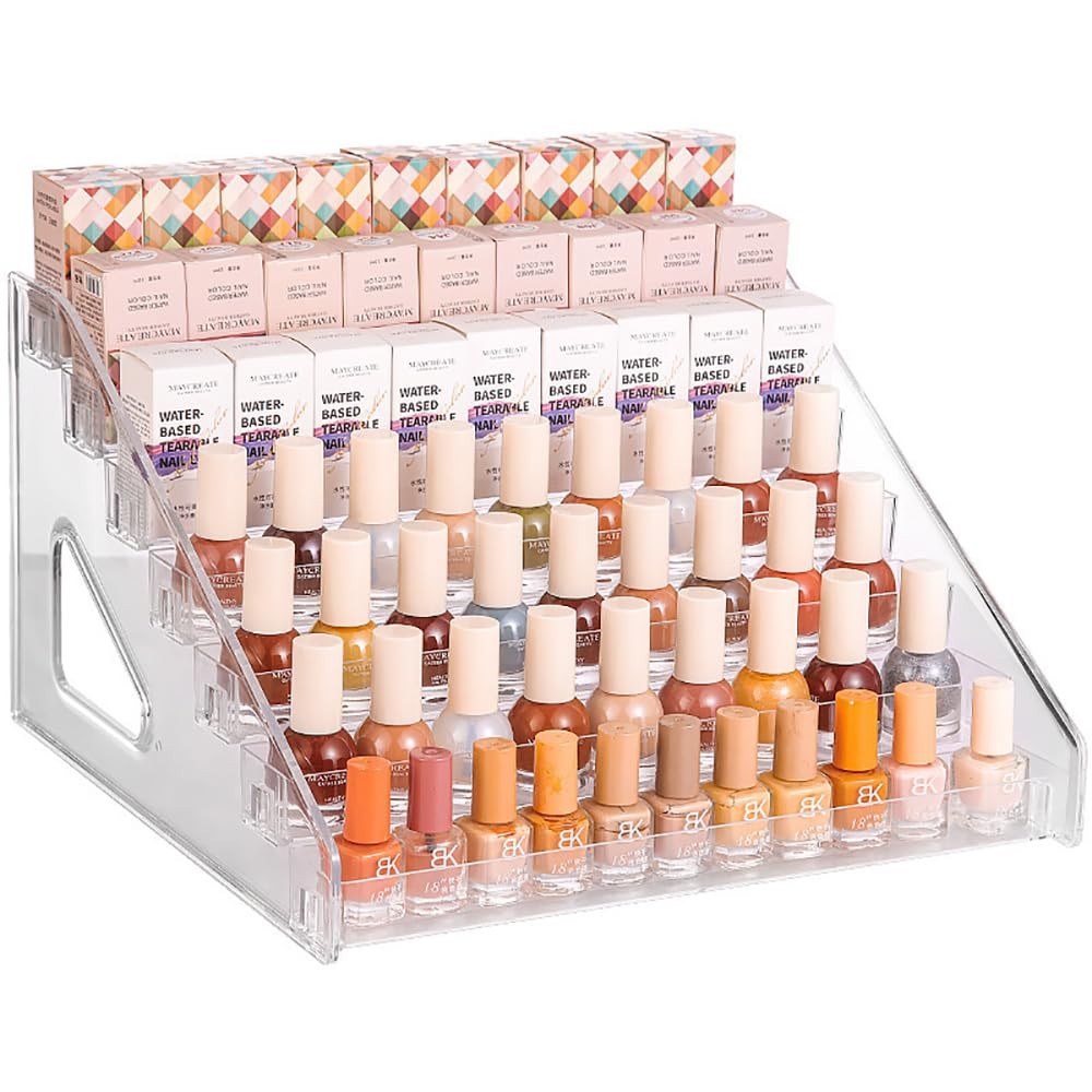 Clear Nail Polish Organizer 7 Layers Acrylic Storage Shelf for Cosmetics & Art Supplies