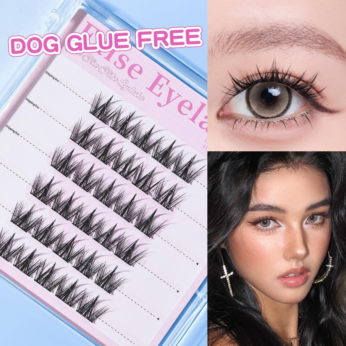 Pre Glued Eyelash Clusters Set U65 - Natural False Lashes for Easy Wear