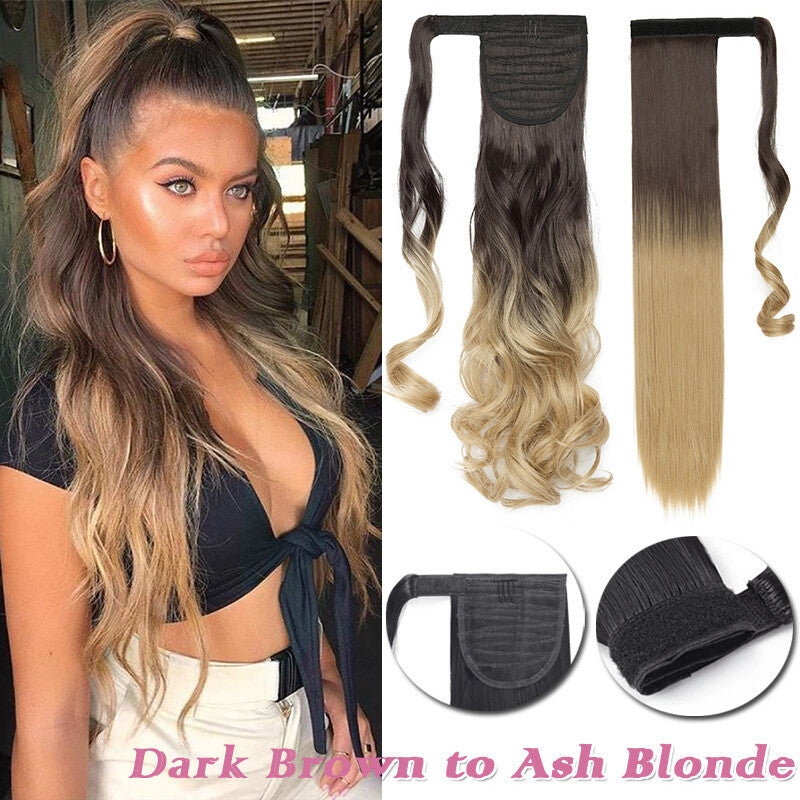 Clip-In Thick Hair Ponytail Extension - Real Human Hair, Various Lengths & Colors