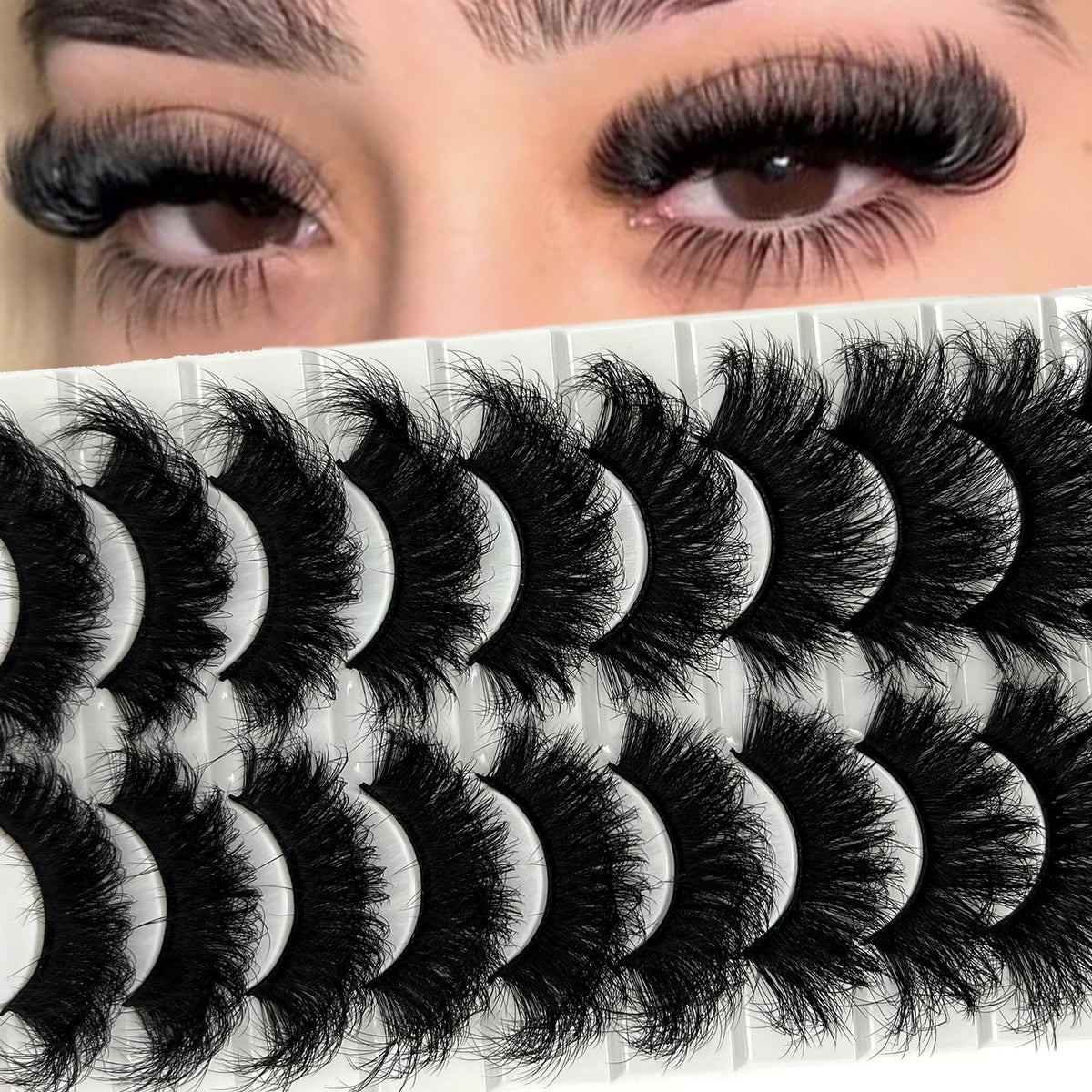 Mink Lashes 25mm Dramatic False Eyelashes, 10 Pairs Fluffy Strips
