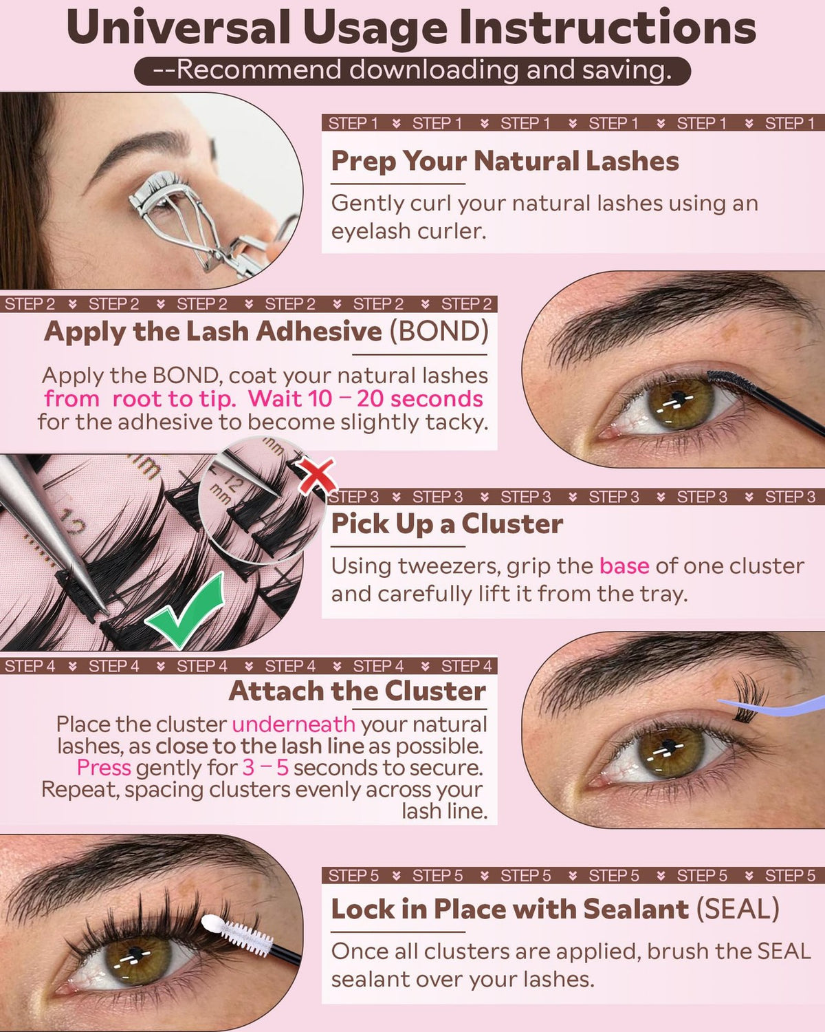 Manga Lash Clusters Kit - Natural 300 Fake Eyelash Extensions, Black, Beginner Friendly