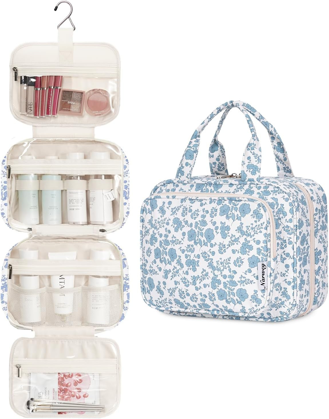 Hanging Floral Travel Toiletry Bag Organizer for Women