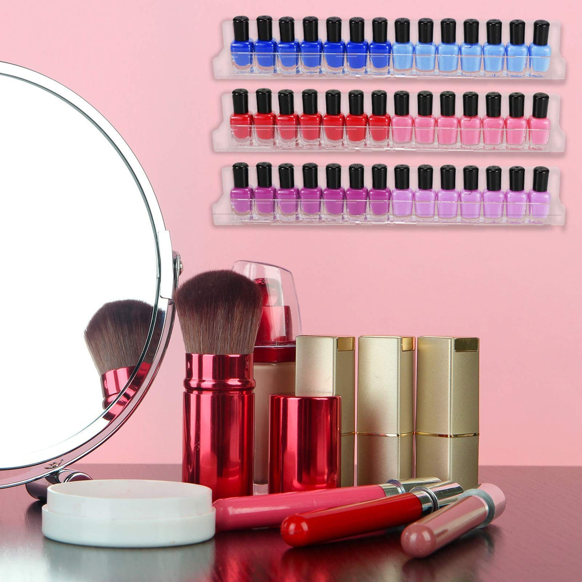 Acrylic Nail Polish Wall Rack - Transparent Multi-Functional Organizer for Nail Salons & Home Use