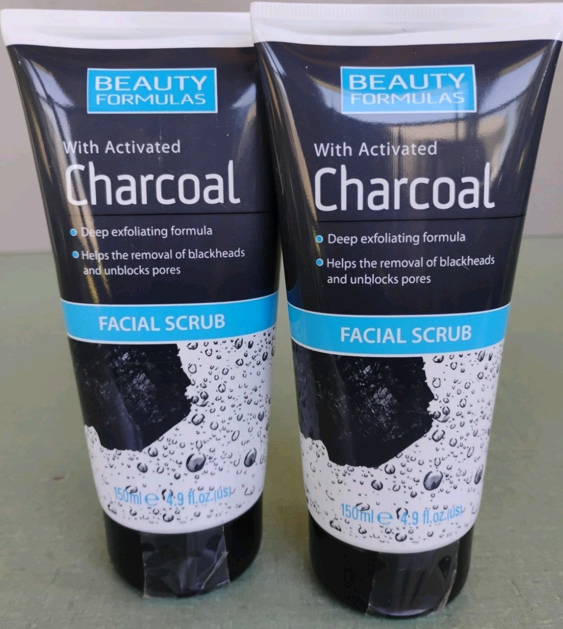 Beauty Formulas Activated Charcoal Facial Scrub 2-Pack 150ml 4.9oz