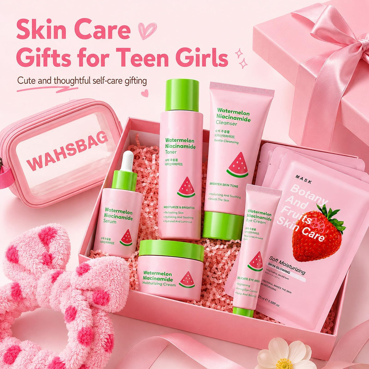 Watermelon Skincare Gift Set for Teens Girls - Hydrating & Gentle