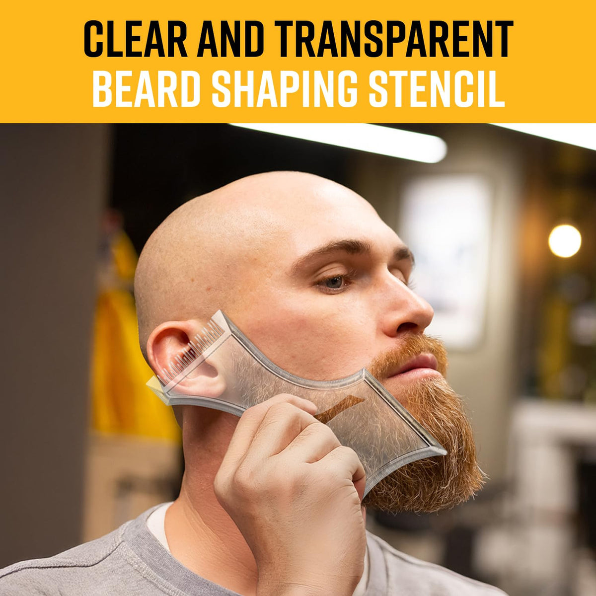 Beard Shaping Template with Built-in Comb and Pencil for Grooming