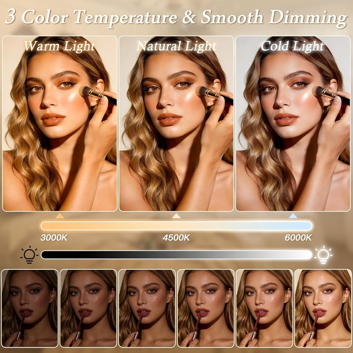 12x16 LED Lighted Makeup Mirror with Dimmable Brightness & 3 Color Modes