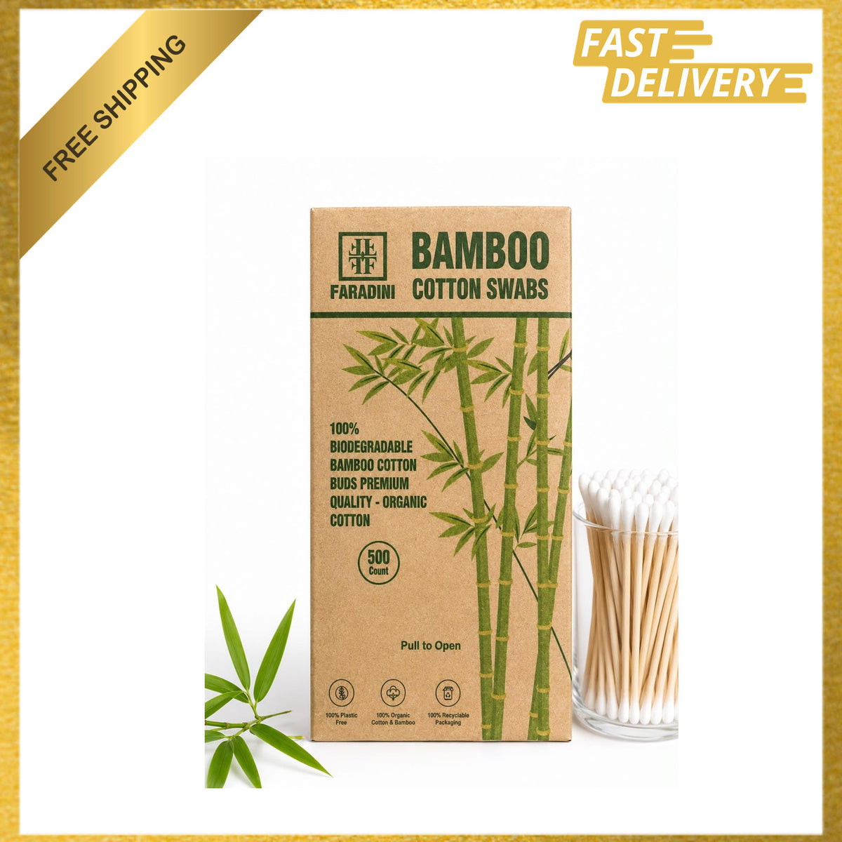 Eco-Friendly Bamboo Cotton Swabs 500 Count for Makeup Nails Cleaning