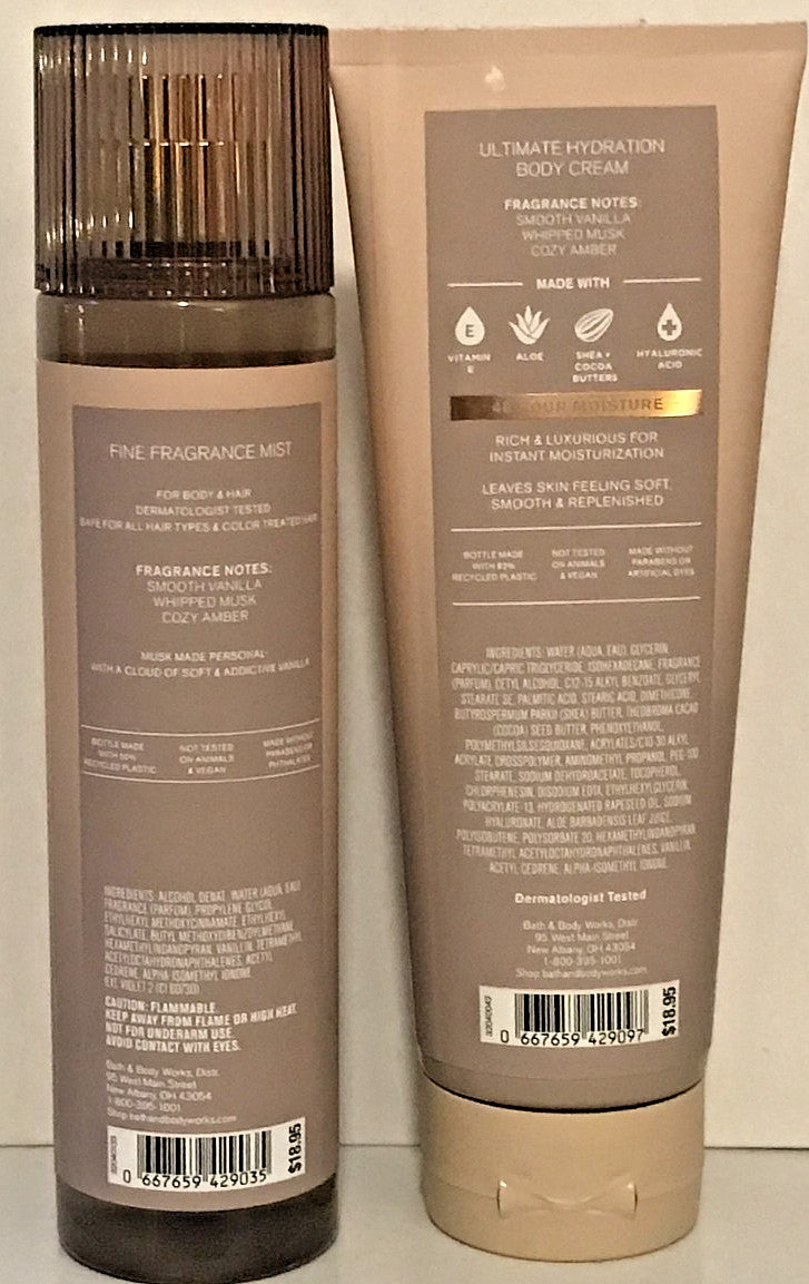 Warm Musk Body Cream & Fragrance Mist Set - 8 oz
