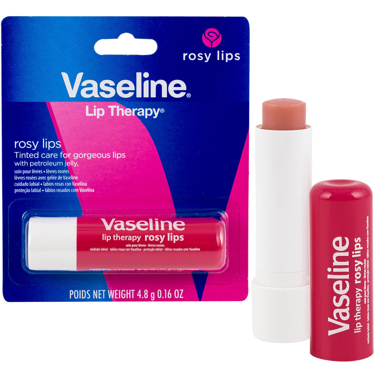 2 Pack Rosy Lip Balm with Petroleum Jelly - Moisturizing Pink Tinted Lip Therapy
