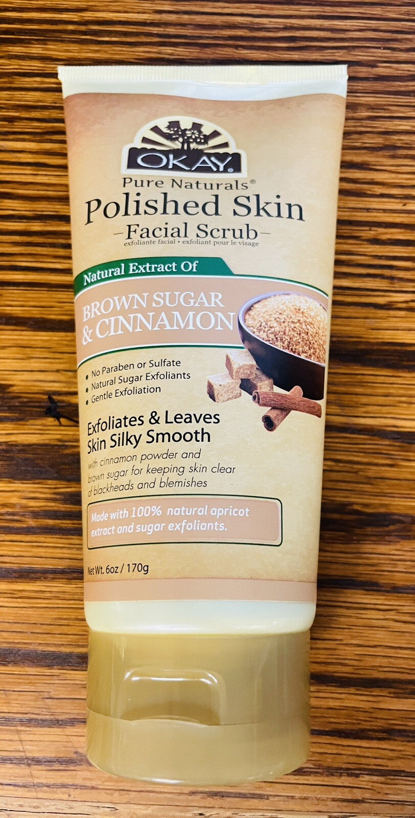 OKAY POLISHED SKIN BROWN SUGAR&CINNAMON FACIAL SCRUB Helps Clear