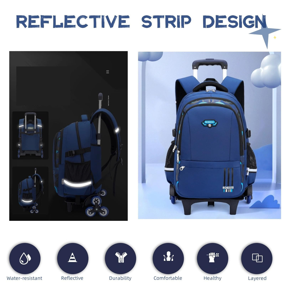 Kids Rolling Backpack with Wheels and Large Capacity for Elementary School