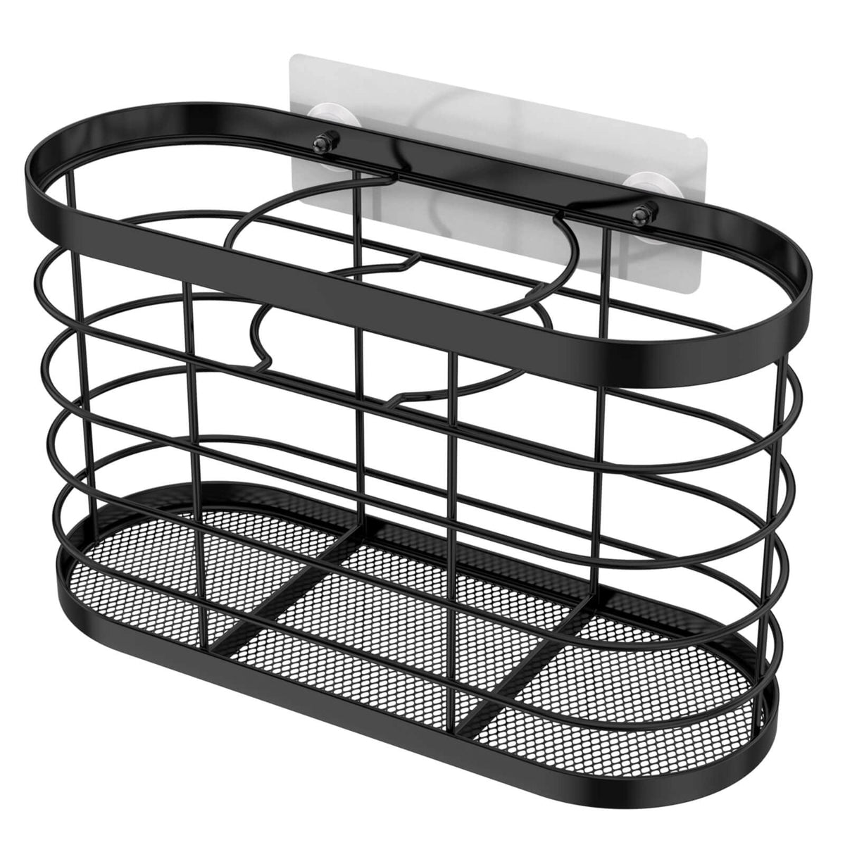 Adjustable Wall-Mount Hair Tool Organizer with 3 Compartments and Height Extension