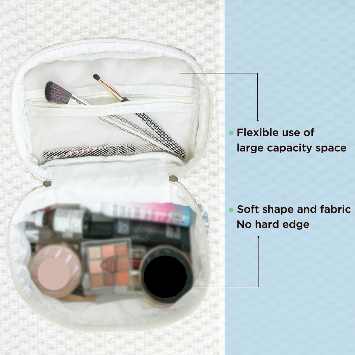 Large Travel Quilted Makeup Bag - Cosmetic Organizer & Toiletry Pouch