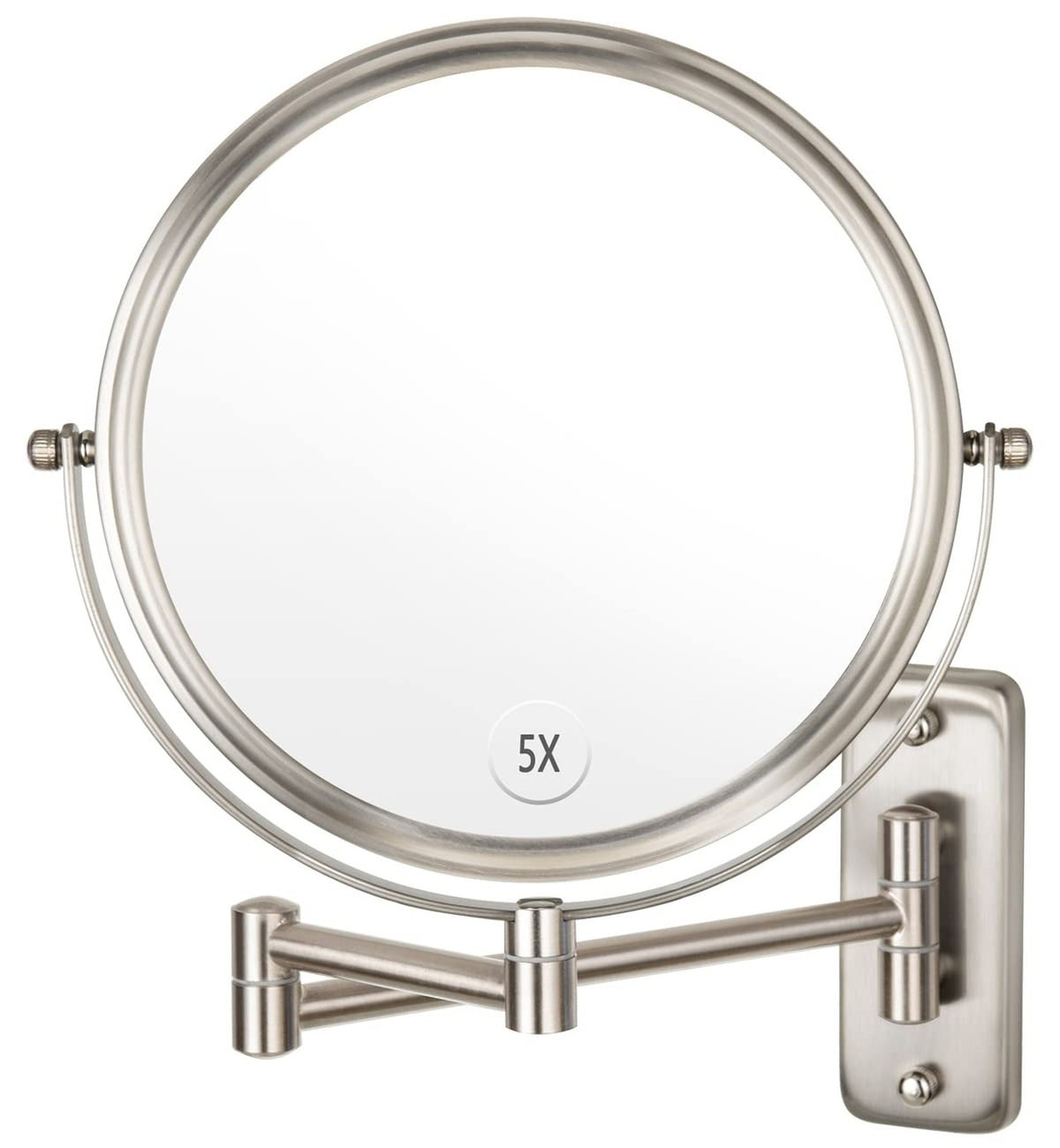Wall Mounted Makeup Mirror with 1X/5X Magnification - 8 Inch Extendable Double Sided Bathroom Mirror