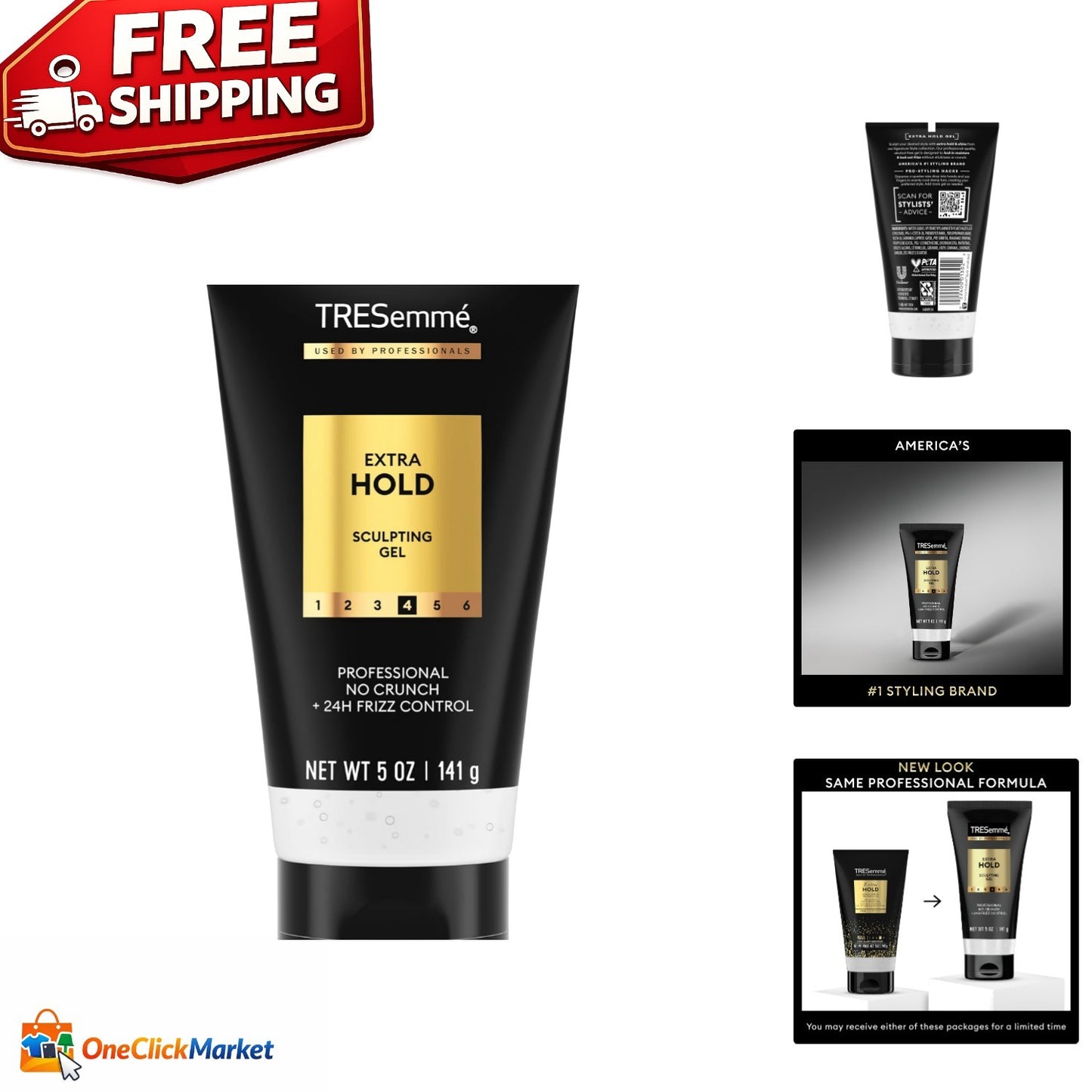 Alcohol-Free Extra Hold Hair Gel 5 oz Unscented - Strong Styling & Frizz Control